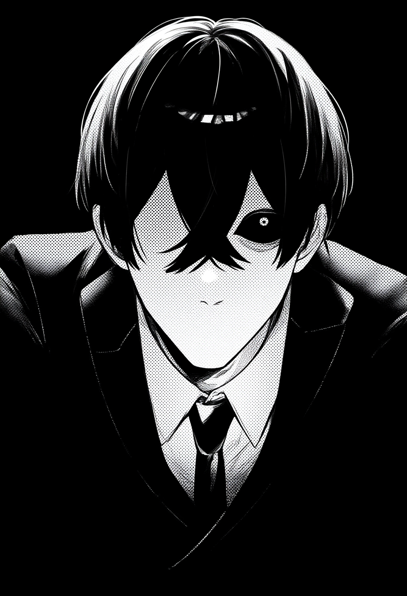 1boy, manga page, halftone texture, black background, highly finished, smooth sh s-387541941.png