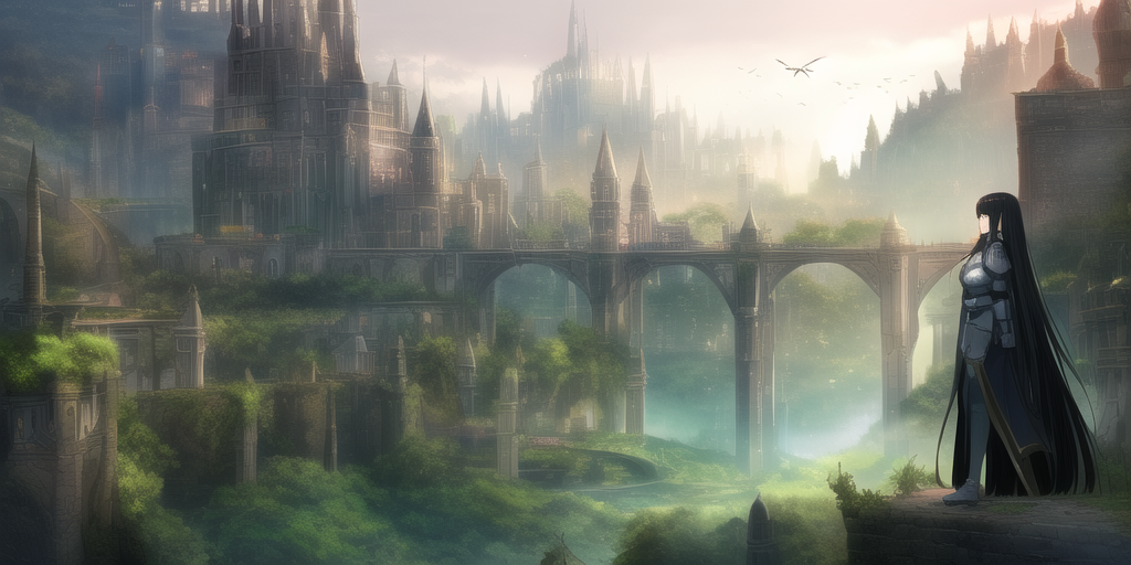 {masterpiece}, 1girl, unkempt long black hair, green eyes, fantasy knight, knight uniform, sho...png