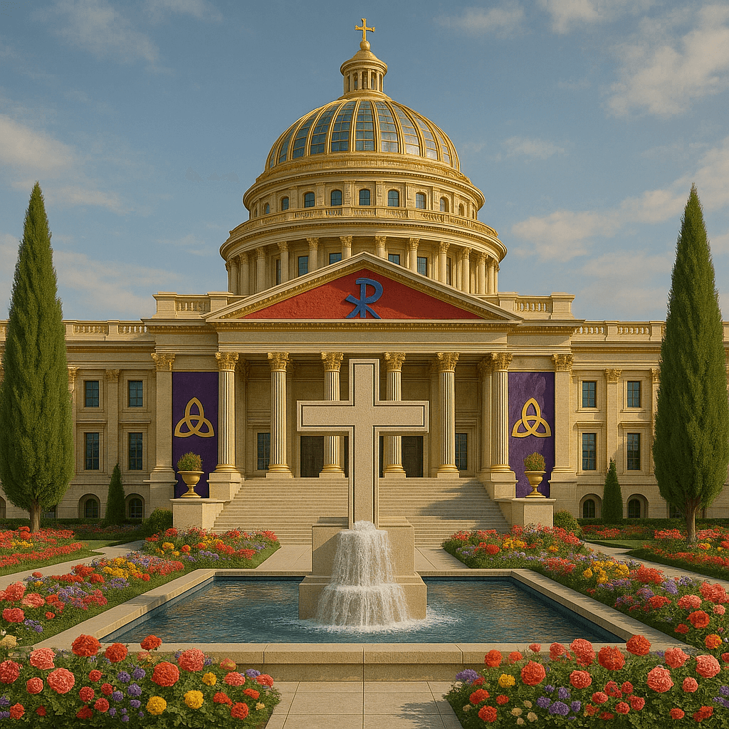 Neoclassical Church in Blooming Garden.png